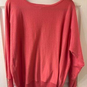 Adrianna Papell Vibrant Coral Crew Neck Sweater Soft Knit Light XL Pretty